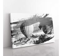Landscape Hot Air Balloon Vol.1 V1 Modern Canvas Wall Art Print Ready to Hang, Framed Picture for Living Room Bedroom Home Office Décor, 76x50 cm (30x20 Inch)