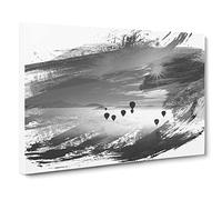 Landscape Hot Air Balloon Vol.4 V1 Modern Canvas Wall Art Print Ready to Hang, Framed Picture for Living Room Bedroom Home Office Décor, 24x16 Inch (60x40 cm)