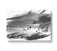 Landscape Hot Air Balloon Vol.4 V1 Modern Canvas Wall Art Print Ready to Hang, Framed Picture for Living Room Bedroom Home Office Décor, 50x35 cm (20x14 Inch)