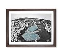 Landscape Iceland No.2 Modern Framed Print | A4 Walnut Framed Wall Art | Ready to Hang | Modern Nature Picture | Living Room Bedroom Lounge Office