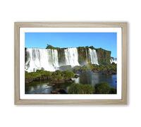 Landscape Iguazu Falls Brazil Waterfall Framed Print | A2 Oak Framed Wall Art | Ready to Hang | Modern Landscape Picture | Living Room Bedroom Lounge Office