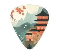 Landscape illustration Printed pick set - 12 pieces, thin, medium and thick guitar picks, suitable for guitar, bass, electric guitar and ukulele