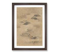 Landscape in The Moonlight Vol.1 by Kano Tan'yu Framed Print | A2 Walnut Framed Wall Art | Ready to Hang | Modern Nature Picture | Living Room Bedroom Lounge Office