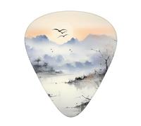 landscape ink painting Guitar picks in thin, medium, and thick sizes, 12-piece set, suitable for electric guitar and various instruments