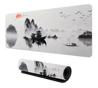 Landscape Ink Painting Large Gaming Mouse Pad 900x300x3 mm Long Computer Keyboard Mousepad XXL Mouse Mat Washable with Slip Rubber Base Desk Pad for PC, Laptop, Office