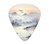 landscape ink painting Printed guitar picks - three thicknesses: thin, medium and thick, suitable for electric guitar, bass and ukulele.