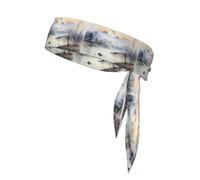 Landscape Ink Painting Sweat-Absorbing Sports Headband, Unisex Sports Headband, Suitable for Outdoor Travel and Various Sports.
