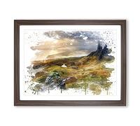Landscape Isle of Skye Scotland 2 V3 Modern Framed Print | A4 Walnut Framed Wall Art | Ready to Hang | Modern Nature Picture | Living Room Bedroom Lounge Office