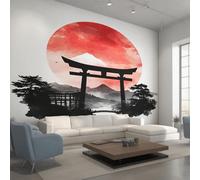 Landscape Japanese Wallpaper for Living Room, Torii Asian Oriental Mountain Wall Mural for Bedroom 200x140 cm, Non-Woven Photo Wallpaper, Home Decor D&O34