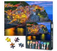 Landscape Jigsaw Puzzles, Italy 1000 Piece Puzzle for Adults Mediterranean City Seaside Scenery Hard Difficult Challenging Family Puzzle Games with Letters on Back Finished,19.7x27.5 inches