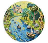 Landscape Jigsaw Puzzles Puzzle for Adults Kids. 1000 Pieces Dot Painted Color Painting Impossible Challenge Toy Educational Games Home Decoration for Educational Games Gifts 1000pcs (67.5x67.5cm)