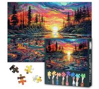 Landscape Jigsaw Puzzles Sunset Over the Forest Lake Puzzles for Adults 1000 Pieces, Impossible Hard Difficult Challenging Puzzle for Adults, 19.5 x 27.5 Inch