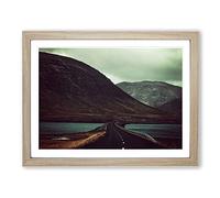 Landscape Journey Through Mountains No.2 Modern Framed Print | A2 Oak Framed Wall Art | Ready to Hang | Modern Landscape Picture | Living Room Bedroom Lounge Office
