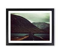 Landscape Journey Through Mountains No.2 Modern Framed Print | A3 Black Framed Wall Art | Ready to Hang | Modern Landscape Picture | Living Room Bedroom Lounge Office