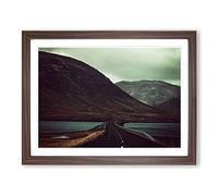 Landscape Journey Through Mountains No.2 Modern Framed Print | A4 Walnut Framed Wall Art | Ready to Hang | Modern Landscape Picture | Living Room Bedroom Lounge Office