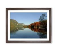 Landscape Lake Bohinj Slovenia Modern Framed Print | A2 Walnut Framed Wall Art | Ready to Hang | Modern Landscape Picture | Living Room Bedroom Lounge Office