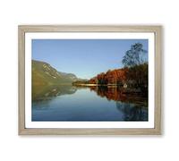 Landscape Lake Bohinj Slovenia Modern Framed Print | A3 Oak Framed Wall Art | Ready to Hang | Modern Landscape Picture | Living Room Bedroom Lounge Office