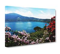 Landscape Lake Santa Ana Congo Mountains & Flowers Modern Canvas Wall Art Print Ready to Hang, Framed Picture for Living Room Bedroom Home Office Décor, 30x20 Inch (76x50 cm)