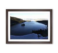 Landscape Lake Tahoe & Forest Framed Print | A2 Walnut Framed Wall Art | Ready to Hang | Modern Landscape Picture | Living Room Bedroom Lounge Office