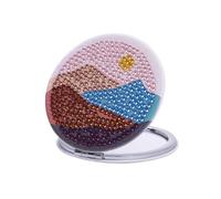 Landscape-Landscape Round Diamond Painting Compact Mirror DIY Pocket Mirror Diamond Painting Portable Folding Wallet Mirror with Cover Diamond Art Kit with Magnifying Glass for Women
