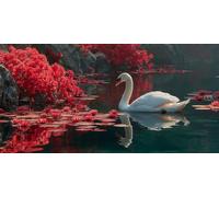 Landscape Large Diamond Art for Adults, 5D Diamond Painting Swan, DIY Full Drill Gem Art Mosaic Making Kits, Cross Stitch Kits for Adults for Room Decor, Gifts for Women 140x70cm - SW2511996