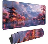 Landscape Large Mouse Mat 800 x 400 x 3 mm, Extended Gaming Mouse Pad Japan Desk Mat With Stitched Edges, Adults Mousepad Non Slip Rubber Base, Waterproof Soft Cloth Desk Pad for Home Office Decor 3-5