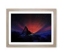 Landscape Matterhorn Mountain No.1 Modern Framed Print | A2 Oak Framed Wall Art | Ready to Hang | Modern Landscape Picture | Living Room Bedroom Lounge Office