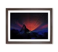 Landscape Matterhorn Mountain No.1 Modern Framed Print | A4 Walnut Framed Wall Art | Ready to Hang | Modern Landscape Picture | Living Room Bedroom Lounge Office
