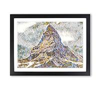 Landscape Matterhorn Switzerland Mountain Modern BG Framed Print | A2 Black Framed Wall Art | Ready to Hang | Modern Landscape Picture | Living Room Bedroom Lounge Office