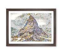 Landscape Matterhorn Switzerland Mountain Modern BG Framed Print | A2 Walnut Framed Wall Art | Ready to Hang | Modern Landscape Picture | Living Room Bedroom Lounge Office