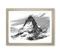 Landscape Matterhorn Switzerland Mountain V1 Modern Framed Print | A4 Oak Framed Wall Art | Ready to Hang | Modern Landscape Picture | Living Room Bedroom Lounge Office