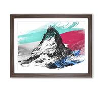 Landscape Matterhorn Switzerland Mountain V2 Modern Framed Print | A3 Walnut Framed Wall Art | Ready to Hang | Modern Landscape Picture | Living Room Bedroom Lounge Office