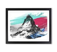 Landscape Matterhorn Switzerland Mountain V2 Modern Framed Print | A4 Black Framed Wall Art | Ready to Hang | Modern Landscape Picture | Living Room Bedroom Lounge Office