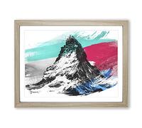 Landscape Matterhorn Switzerland Mountain V2 Modern Framed Print | A4 Oak Framed Wall Art | Ready to Hang | Modern Landscape Picture | Living Room Bedroom Lounge Office