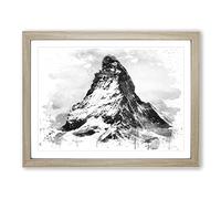 Landscape Matterhorn Switzerland Mountain V4 Modern Framed Print | A4 Oak Framed Wall Art | Ready to Hang | Modern Landscape Picture | Living Room Bedroom Lounge Office