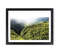 Landscape Mauritius Mountains Modern Framed Wall Art Print, Ready to Hang Picture for Living Room Bedroom Home Office Décor, Black A4 (34 x 25 cm)