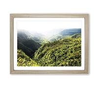 Landscape Mauritius Mountains Modern Framed Wall Art Print, Ready to Hang Picture for Living Room Bedroom Home Office Décor, Oak A4 (34 x 25 cm)