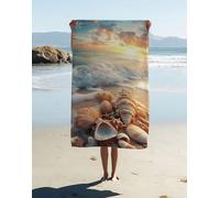 Landscape Microfiber Beach Towel for Adult 200x100cm, Lightweight Microfibre Towel Ocean Pattern With Bag, Sand Free Absorbent Quick Dry for Pool Yoga Gym Camping Beach Accessories Vacation 9HL-BE