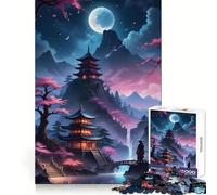 Landscape Midnight Japan 1000 Piece Jigsaw Puzzles for Teenagers Jigsaw Home Play Neat Thick Home Fun Fine Art (38x26cm)