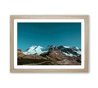 Landscape Moon Above The Mountains Framed Print | A2 Oak Framed Wall Art | Ready to Hang | Modern Space Picture | Living Room Bedroom Lounge Office