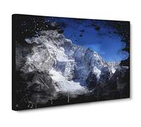 Landscape Mount Everest Mountain No.2 Modern CB Canvas Print | Gallery Wrapped 30mm Frame Wall Art | 24x16 inches | Ready to Hang | Modern Landscape Picture | Living Room Bedroom Lounge Office