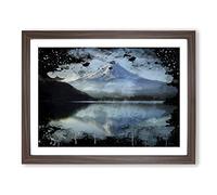 Landscape Mount Fuji Mountain No.2 Modern CB Framed Wall Art Print, Ready to Hang Picture for Living Room Bedroom Home Office Décor, Walnut A4 (34 x 25 cm)