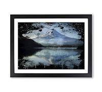 Landscape Mount Fuji Mountain No.2 Modern CB Framed Wall Art Print, Ready to Hang Picture for Living Room Bedroom Home Office Décor, Black A4 (34 x 25 cm)