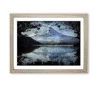 Landscape Mount Fuji Mountain No.2 Modern CB Framed Wall Art Print, Ready to Hang Picture for Living Room Bedroom Home Office Décor, Oak A4 (34 x 25 cm)