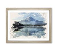 Landscape Mount Fuji Mountain No.2 Modern FC Framed Wall Art Print, Ready to Hang Picture for Living Room Bedroom Home Office Décor, Oak A4 (34 x 25 cm)