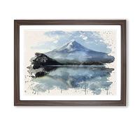 Landscape Mount Fuji Mountain No.2 Modern FC Framed Wall Art Print, Ready to Hang Picture for Living Room Bedroom Home Office Décor, Walnut A4 (34 x 25 cm)