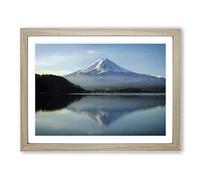 Landscape Mount Fuji Mountain No.2 Modern Framed Wall Art Print, Ready to Hang Picture for Living Room Bedroom Home Office Décor, Oak A4 (34 x 25 cm)