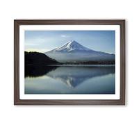 Landscape Mount Fuji Mountain No.2 Modern Framed Wall Art Print, Ready to Hang Picture for Living Room Bedroom Home Office Décor, Walnut A2 (64 x 46 cm)