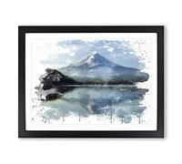 Landscape Mount Fuji Mountain No.2 V3 Modern Framed Wall Art Print, Ready to Hang Picture for Living Room Bedroom Home Office Décor, Black A4 (34 x 25 cm)