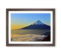 Landscape Mount Fuji Mountain No.3 Modern Framed Wall Art Print, Ready to Hang Picture for Living Room Bedroom Home Office Décor, Walnut A2 (64 x 46 cm)